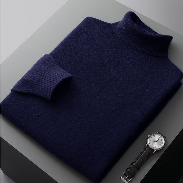 Men's high collar pullover sweater for autumn and winter