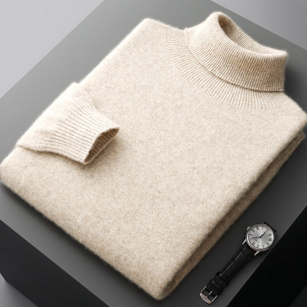 Men's high collar pullover sweater for autumn and winter