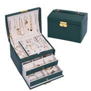 Three Layer Leather Drawer Jewelry Box Light Luxury Earrings