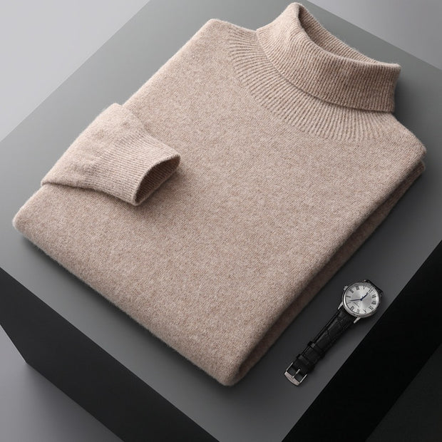 Men's high collar pullover sweater for autumn and winter