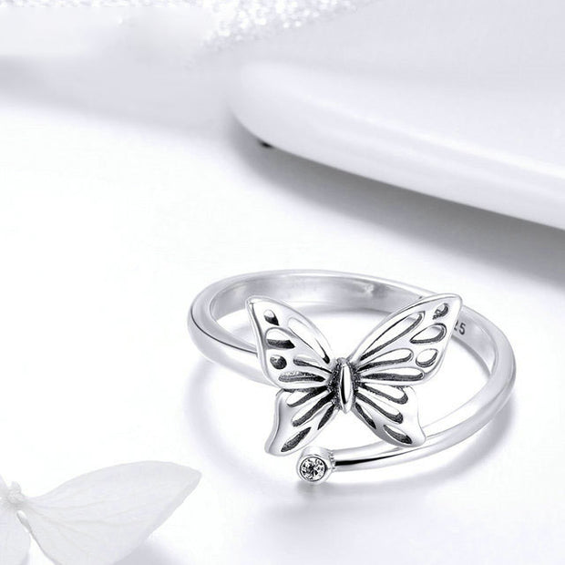 Sterling Silver Jewelry Set Vintage Butterfly Rings & Earrings Jewelry