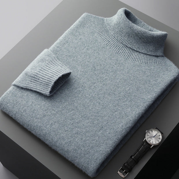 Men's high collar pullover sweater for autumn and winter