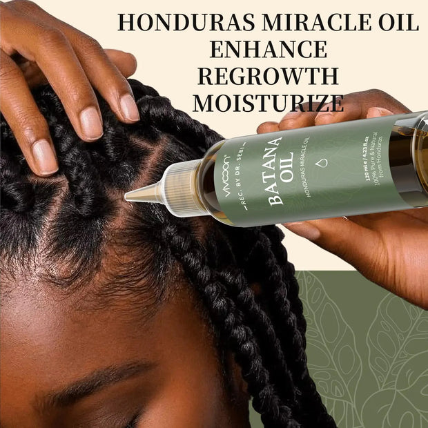 Batana Oil for Hair Growth, 100% Pure & Natural Raw Batana Oil, Dr. Sebi Organic Oil from Honduras, Care for Hair Thickness & Scalp & Skin, 4.23 fl oz, 1 Bottle with 2 Caps